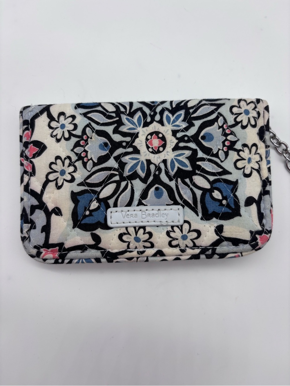 Vera Bradley Navy and Cream Floral Quilted Zip Wallet